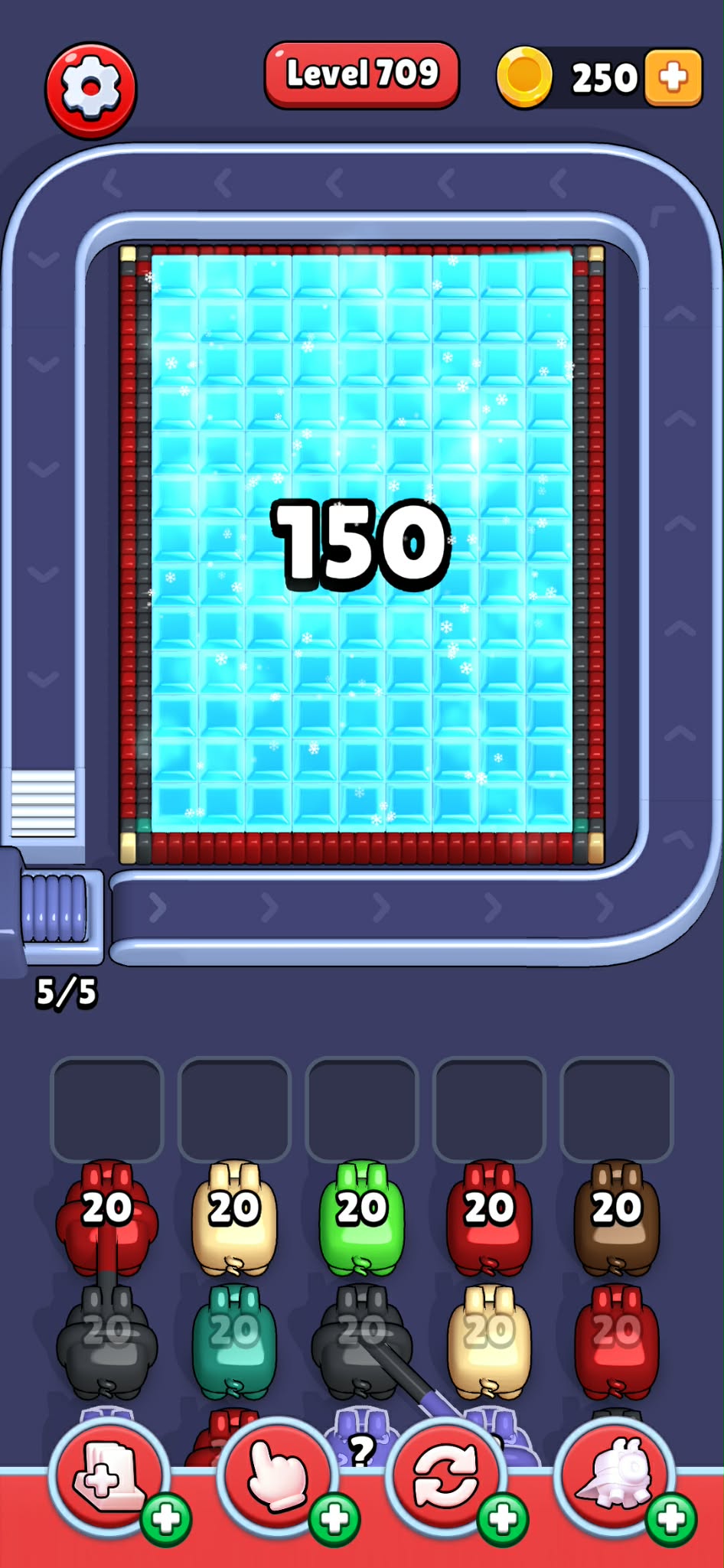 150 pieces of blue ice cubes