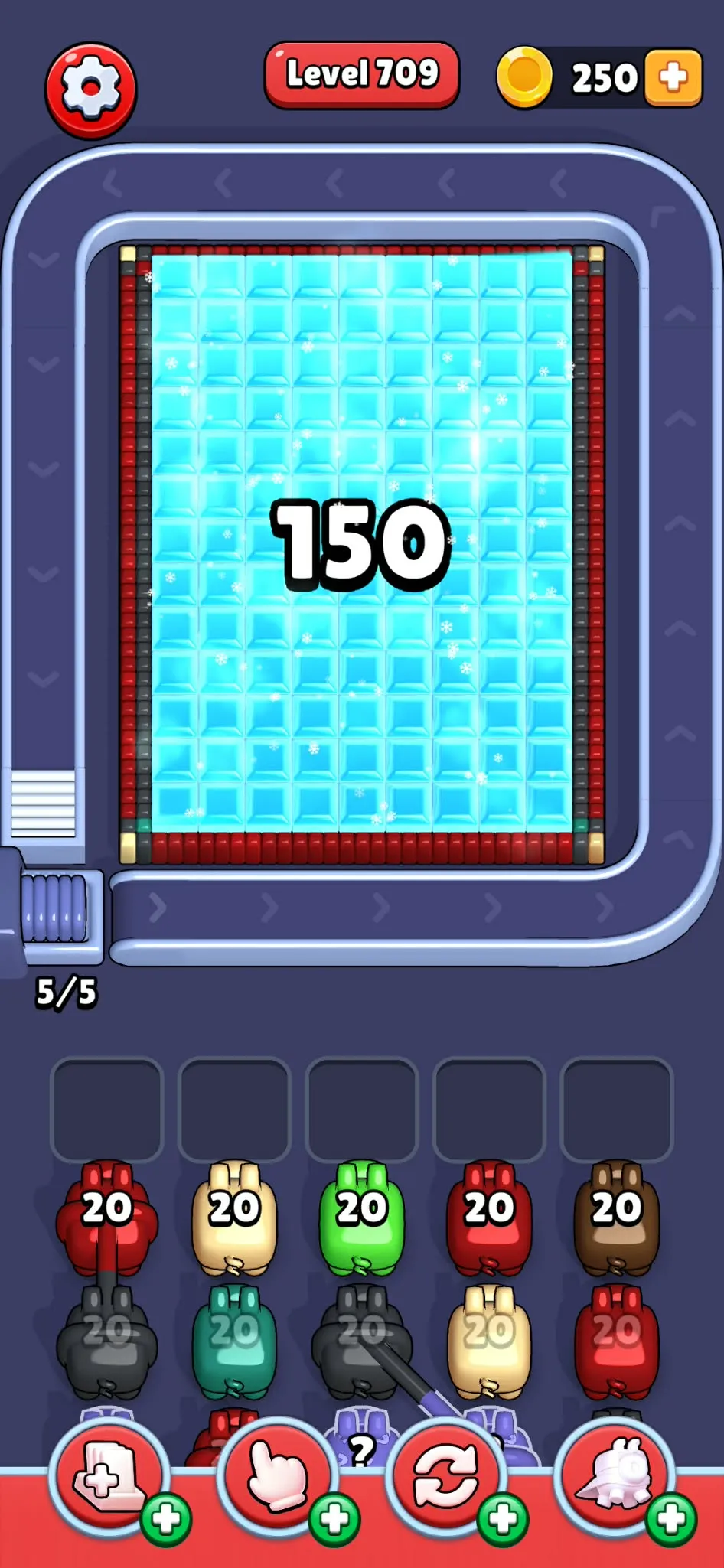 150 pieces of blue ice cubes