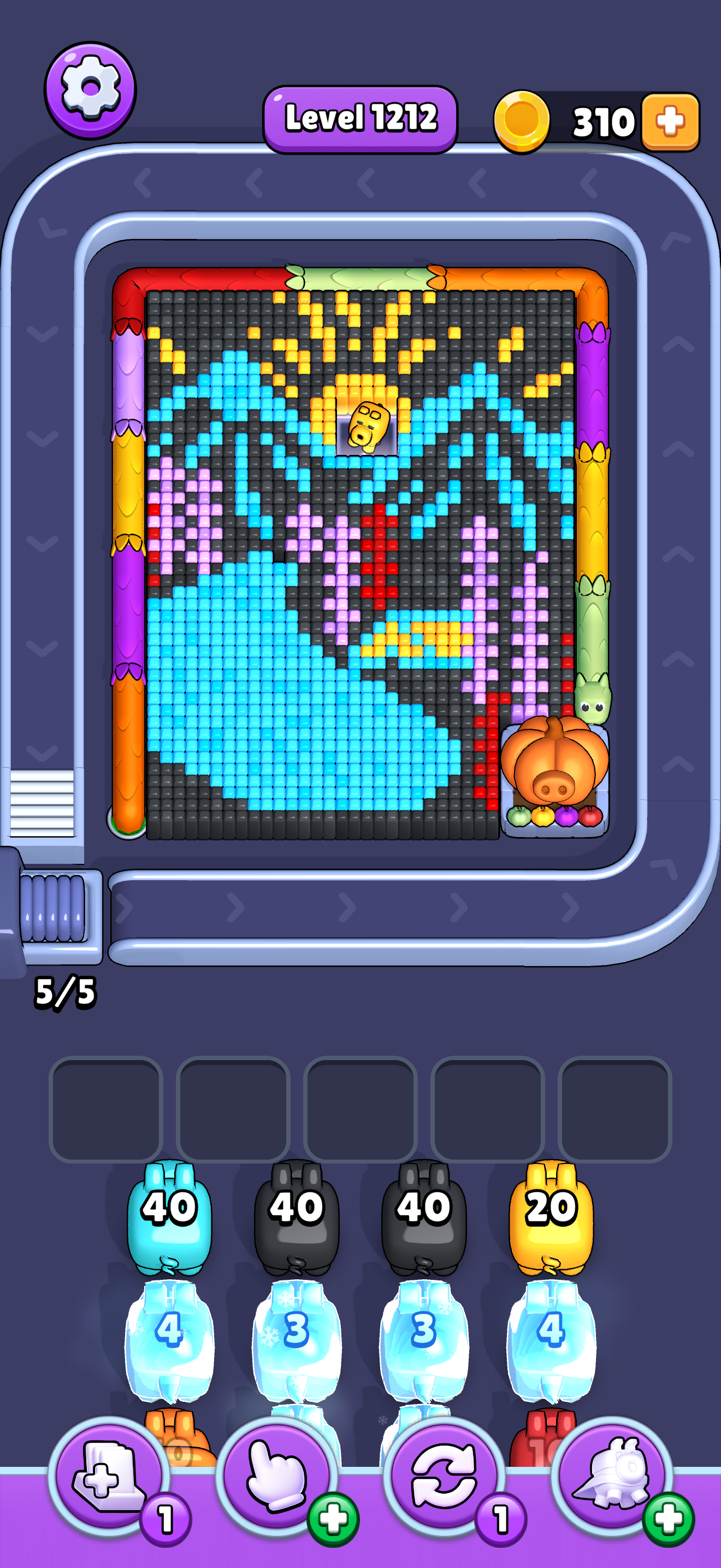 The one with the blue lake and mountains with the multicolored snake