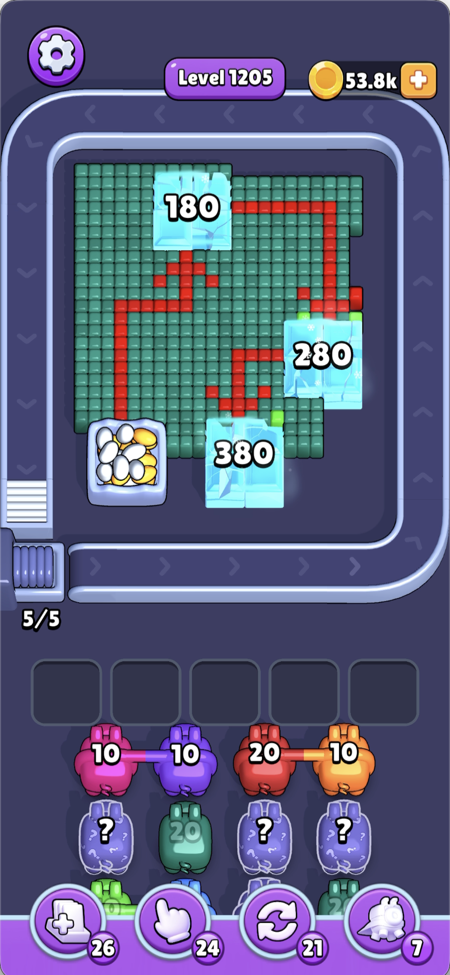 Dark green pixels and red arrows